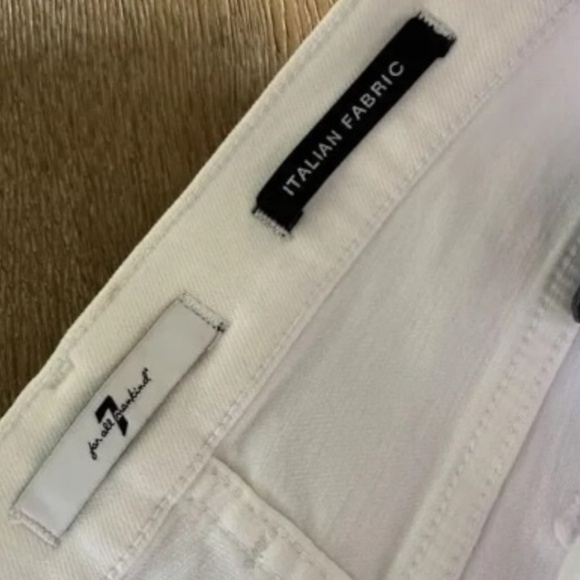 7 For All Mankind Emea Eyelet Hem Ankle Jeans White Shell Size 24 - Picture 6 of 11